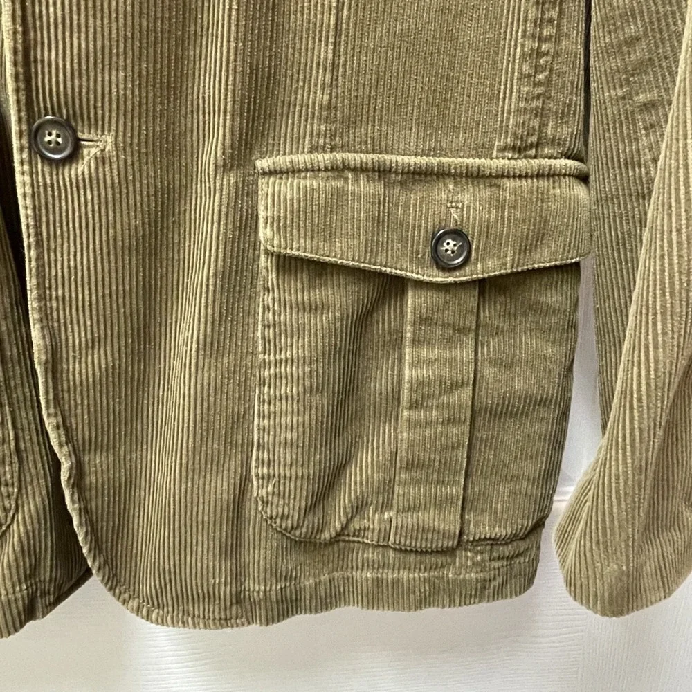 Izod Men's Tan Brown Corduroy 2 Button Blazer Jacket‎ Button Pockets Retro